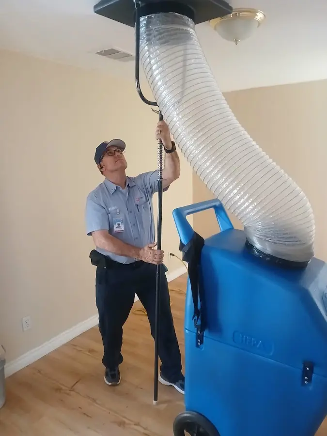 Mini Split Installation technician using HEPA equipment in Tustin